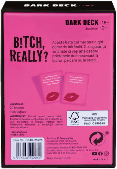 Joc de Societate Dark Deck: B!tch Really? pentru 2+ Jucători 18+ Ani AS