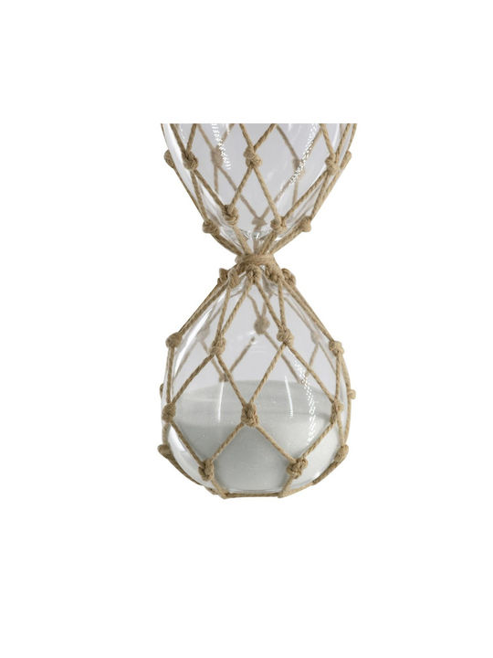 Artekko Hourglass Γυάλινη Κλεψύδρα Σχοινί Λευκή Άμμο 9.6x9.6x25.4 Cm