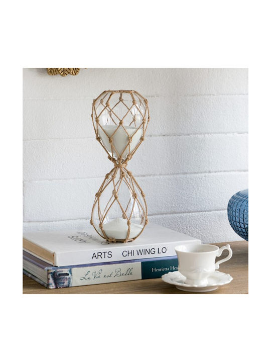 Artekko Sanduhr Glas Klempsyra Seil Weiße Sand 9,6x9,6x25,4 cm