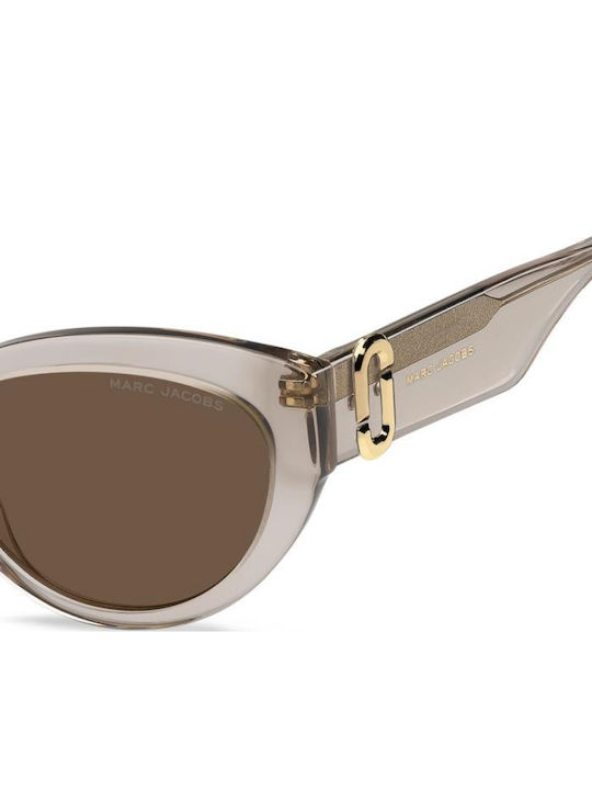 Marc Jacobs Unisex Γυαλιά Ηλίου με Μπεζ Κοκκάλινο Σκελετό και Καφέ Φακό