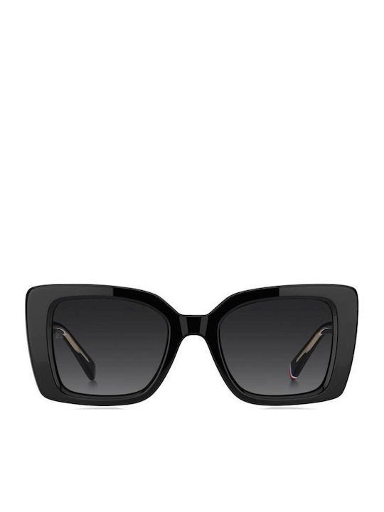 Tommy Hilfiger Unisex Sunglasses With Black Horn-Rimmed Frame And Black Lens TH2341/S 807/9O