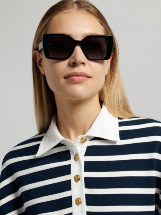 Tommy Hilfiger Unisex Sunglasses With Black Horn-Rimmed Frame And Black Lens TH2341/S 807/9O