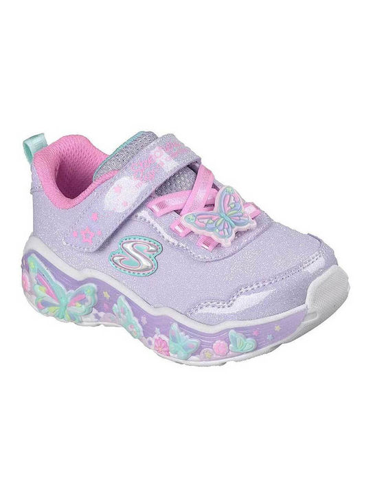 Kids Sneakers with Hoop & Loop Closure & Lights Purple