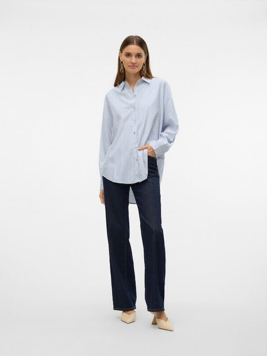 Μακρυμάνικο Γυναικείο Πουκάμισο Bright White/nok Blue