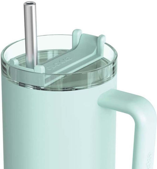 Quokka Handled Tumbler Stainless Steel BPA Free 950ml Turquoise with Straw and Handle