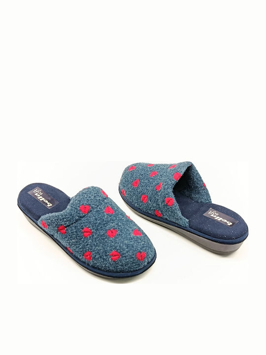 Anatomische Wollene Damen Hausschuhe Blau