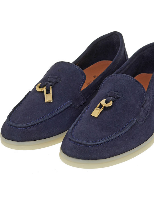 Δερμάτινα Γυναικεία Loafers σε Μπλε Χρώμα