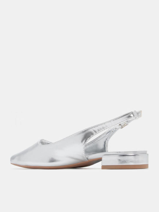 Γυναικείες Μπαλαρίνες Slingback σε Ασημί Χρώμα