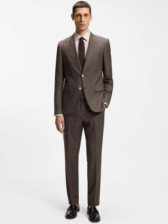 Men's Summer Suit Jacket Slim Fit Dark Brown