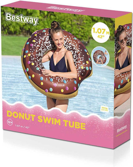 Brown Inflatable Beach Swimming Ring Donut 107cm Bestway