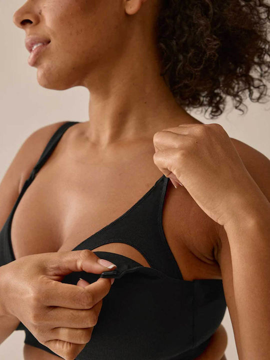 Naturana Bumbac Sutien de maternitate și alăptare cu Clips Black