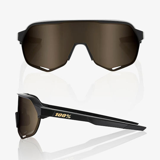 100% Cycling Glasses with Black Frame & Mirror / Transparent Lenses