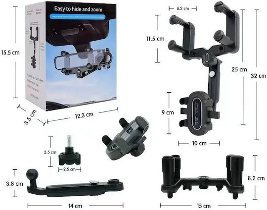 Car Mobile Mount with Adjustable Hooks Black