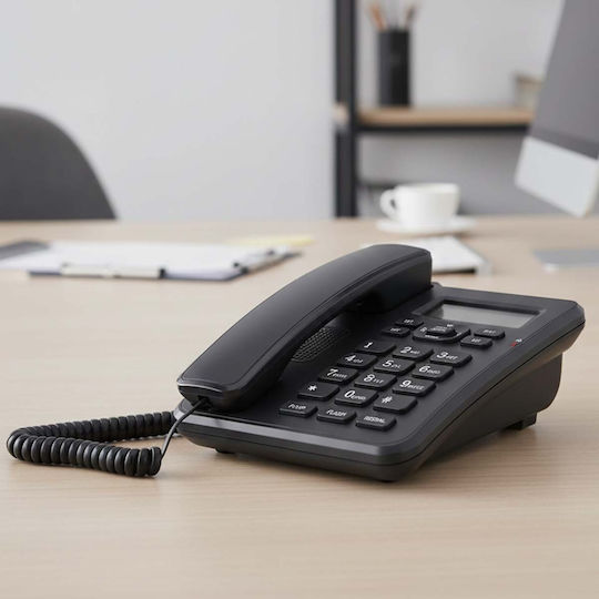 Avizar Wired Landline Phone Speakerphone Speed Dial/lcd Screen Black