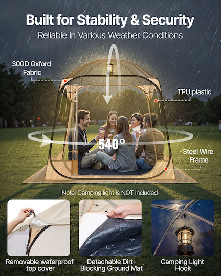 Vevor Winter Fishing Camping Tents Pop Up Transparent 183x183x195cm