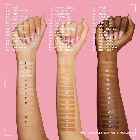NYX Professional Makeup Make'Em Wonder Лилаво Фон дьо тен 13 Светъл Пясък 30мл