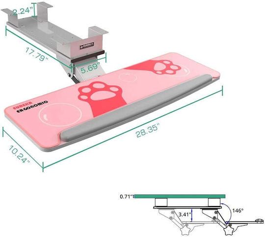 Eureka Ergonomic Βάση Γραφείου Πληκτρολογίου Ροζ ERK-AKB-02GY