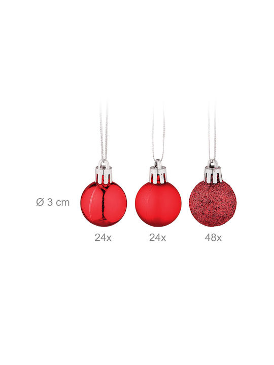 Ornament suspendat Glob Plastic Roșu Set 96buc