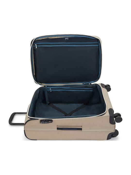 Kipling Youri Spin Medium Fabric Suitcase Soft Taupe Combo with 4 Wheels Height 68cm
