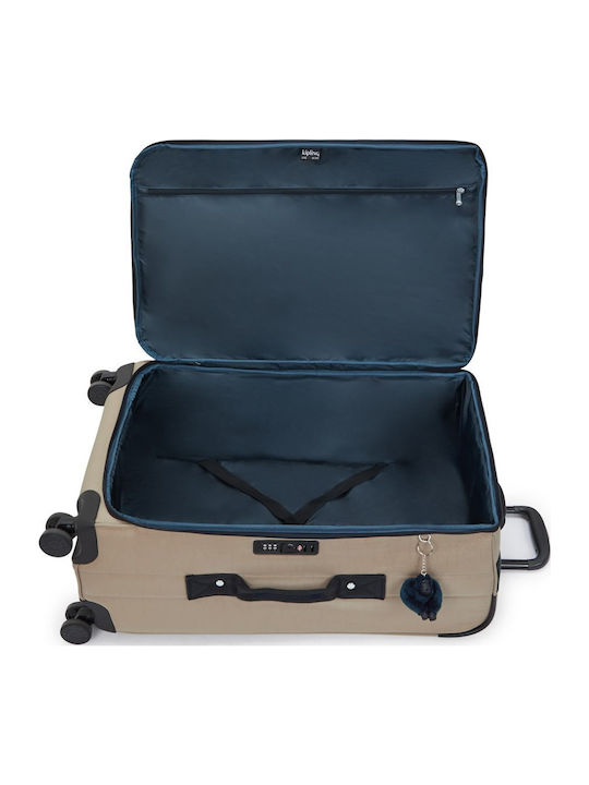 Kipling Large Fabric Soft Travel Suitcase Taupe with 4 Wheels Height 72cm