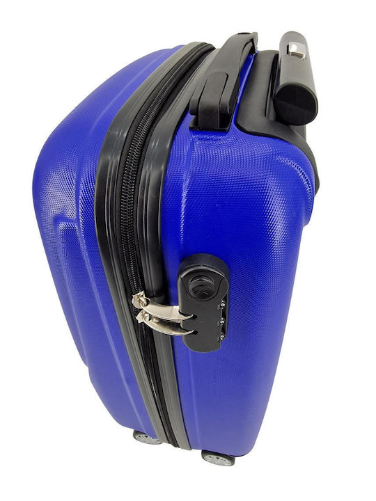 Medium Hard Blue Travel Suitcase with 4 Wheels Height 66cm