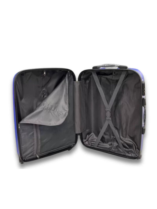 Medium Hard Blue Travel Suitcase with 4 Wheels Height 66cm