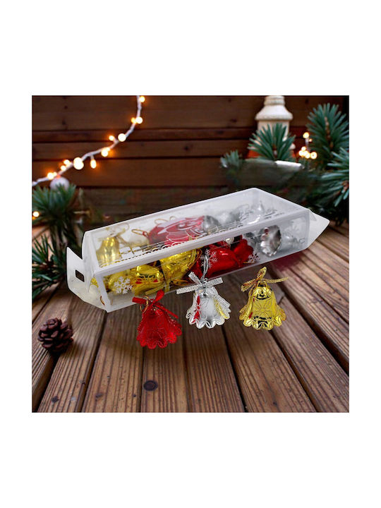 Set of Hanging Red Silver Gold Bells 30 Pieces 4cm 1epx3199