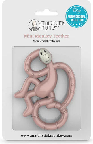 Matchstick Monkey Monkey Teething Ring with Water Made of Silicone for 3 m+ Pink