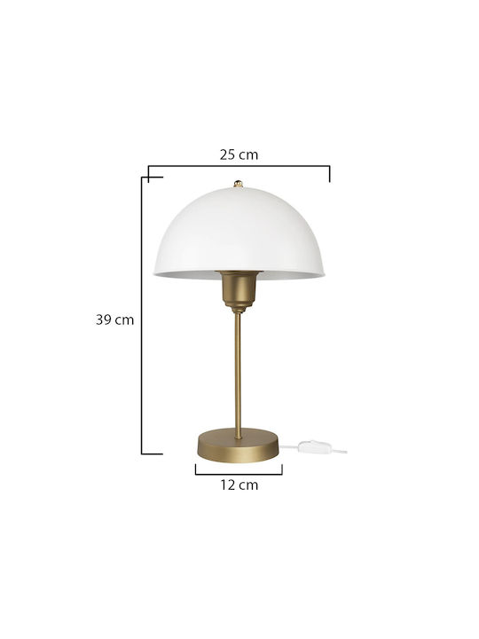 GloboStar Plastic Vintage Table Lamp for Socket E27 with White Shade and Gold Base