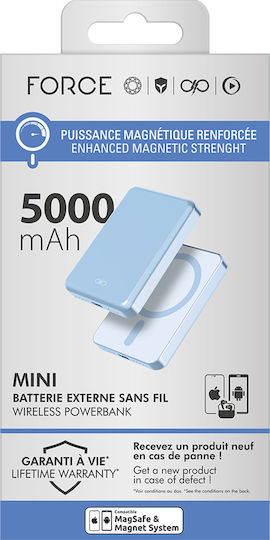 Force Power MagSafe Power Bank 5000mAh 15W с USB-C порт Син