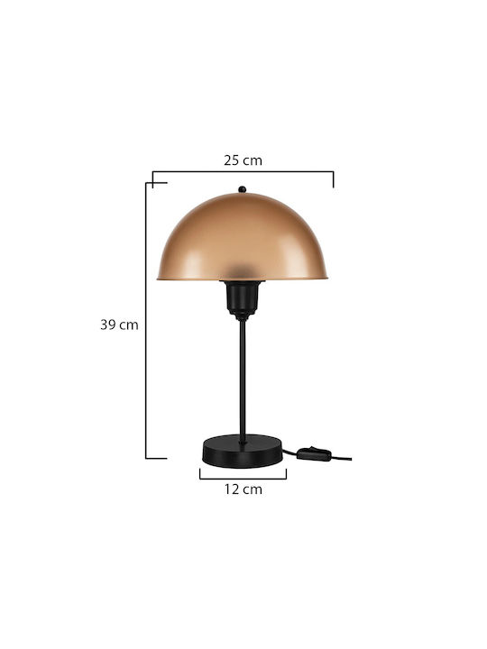 GloboStar GAZETA Plastic Vintage Table Lamp for Socket E27 with Gold Shade and Black Base