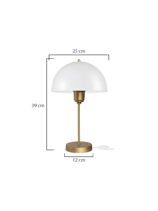 GloboStar GAZETA Plastic Vintage Table Lamp for Socket E27 with White Shade and Gold Base