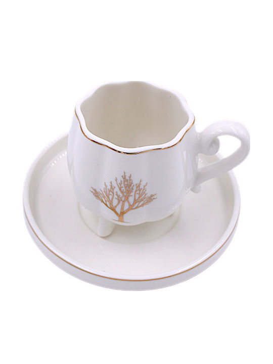 Set Tassen Kaffee aus Porzellan Braun 6Stück