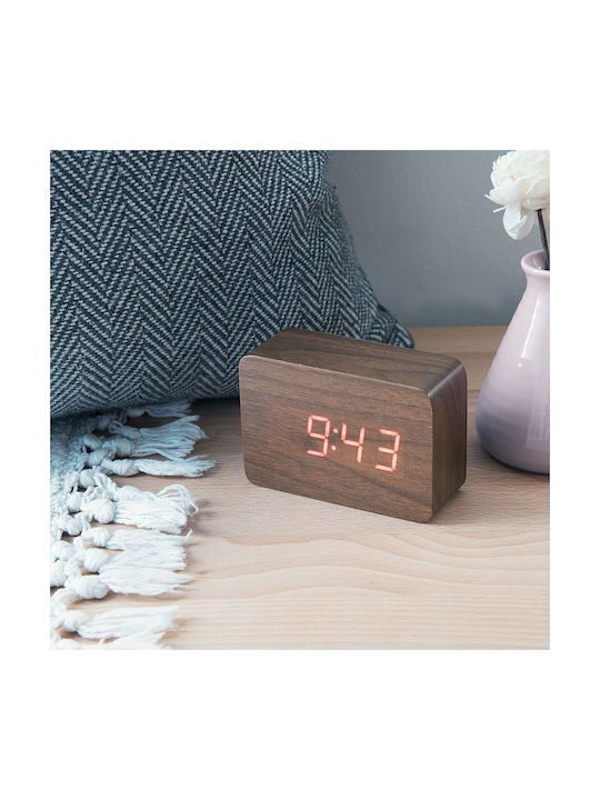 Uncle George Tischuhr Digital LED Holz mit Wecker Braun 01.06.04-0003-BRWN