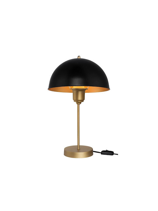 GloboStar GAZETA Plastic Vintage Table Lamp for Socket E27 with Black Shade and Gold Base