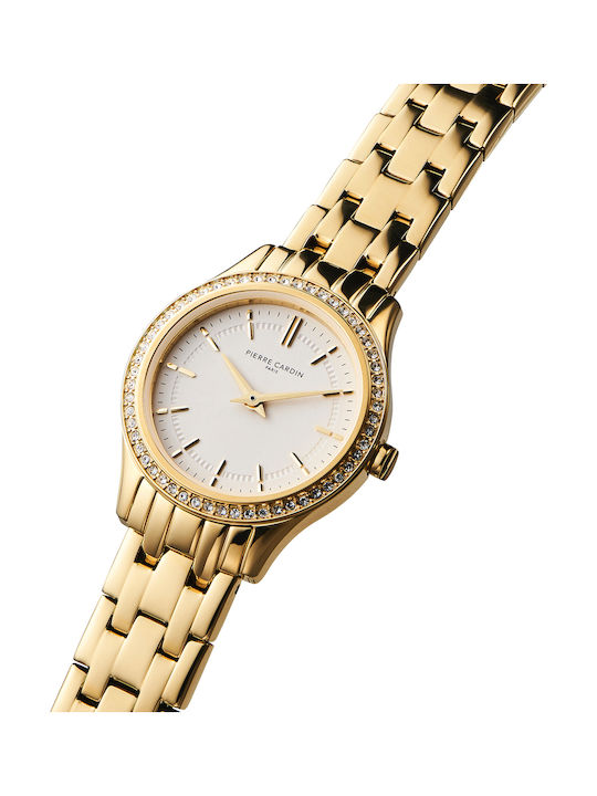 Pierre Cardin Γυναικείο Ρολόι 30mm Μπαταρίας με Χρυσό Μεταλλικό Μπρασελέ