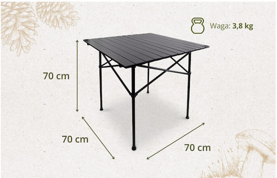 Offlander Τραπέζι για Camping Πτυσσόμενο 70x70cm Μαύρο