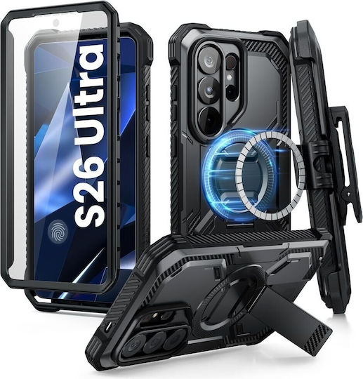 Supcase ArmorBox Mag 360 Full Cover Silicone Plastic Tempered Glass Black (Galaxy S26 Ultra)