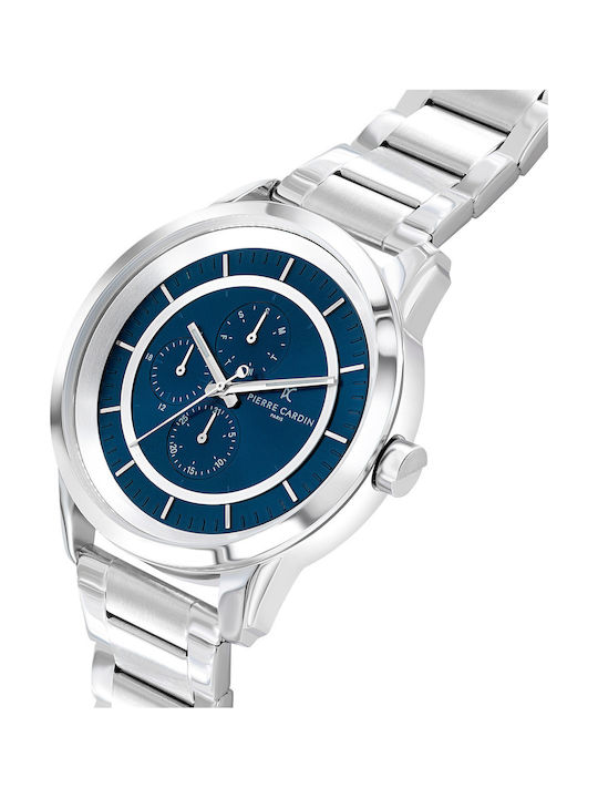 Pierre Cardin Herrenuhr 45mm Batterie mit Silber Metallarmband
