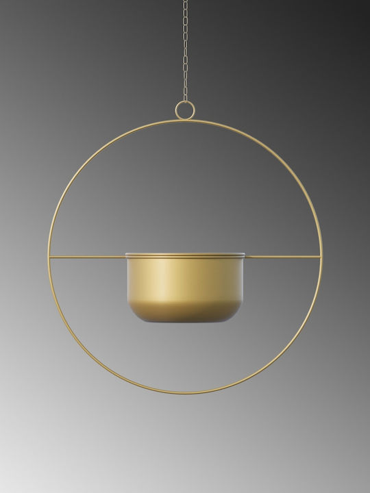 Aberto Design Suspendat Ghiveci Metalic Galben 40x40x40εκ.