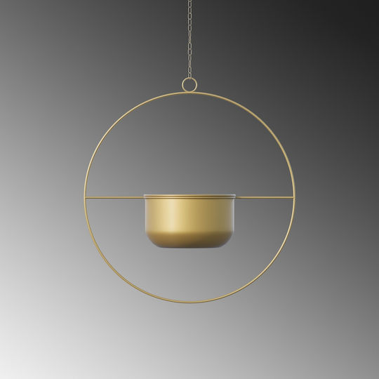 Aberto Design Suspendat Ghiveci Metalic Galben 40x40x40εκ.