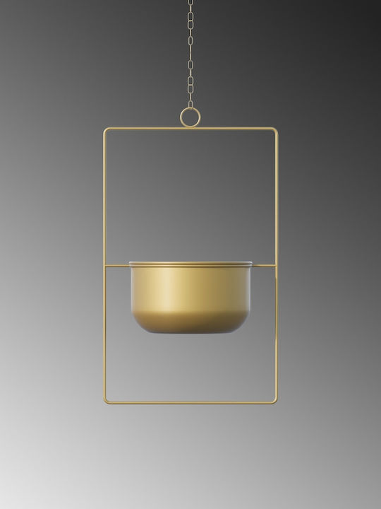 Aberto Design Hängend Übertopf Metall Gelb 25x25x40εκ.