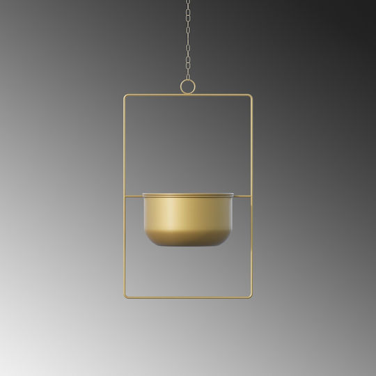 Aberto Design Висящи Саксия Металик Жълт 25x25x40εκ.