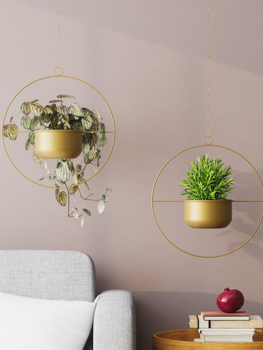 Aberto Design Suspendat Ghiveci Metalic Galben 40x40x40εκ.
