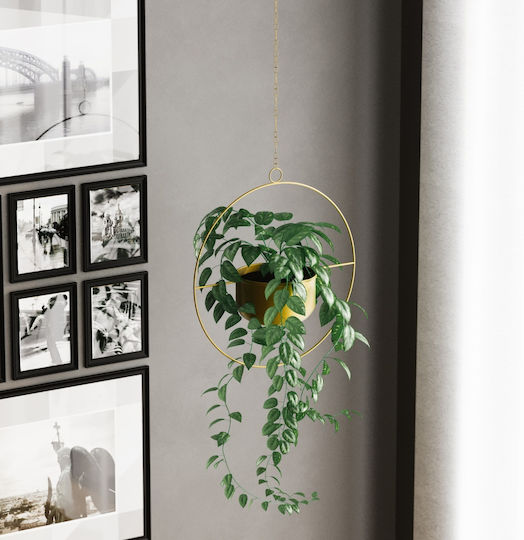 Aberto Design Suspendat Ghiveci Metalic Galben 40x40x40εκ.