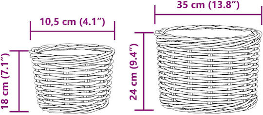 vidaXL Planter Rattan Brown