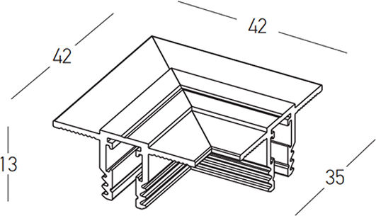 Γωνια Μαγνητικη Ραγα Corner 90o Horizontal 4.2x4.2cm Ν 2517-w