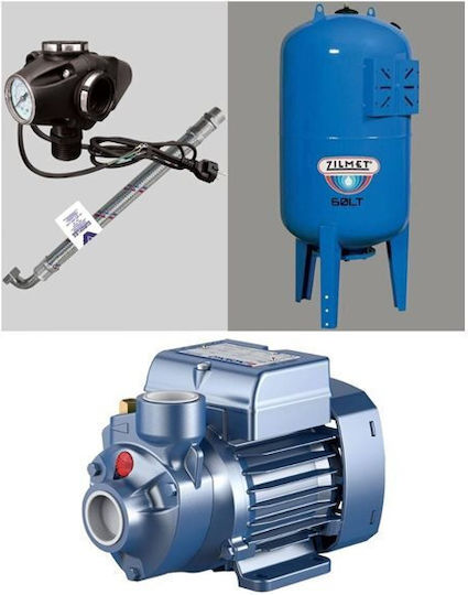 Pedrollo MONTAJ PKm 60 + Cu o singură fază Pompa de presiune pentru apă cu rezervor Comerț electronic de 60lt litri 0.5hp