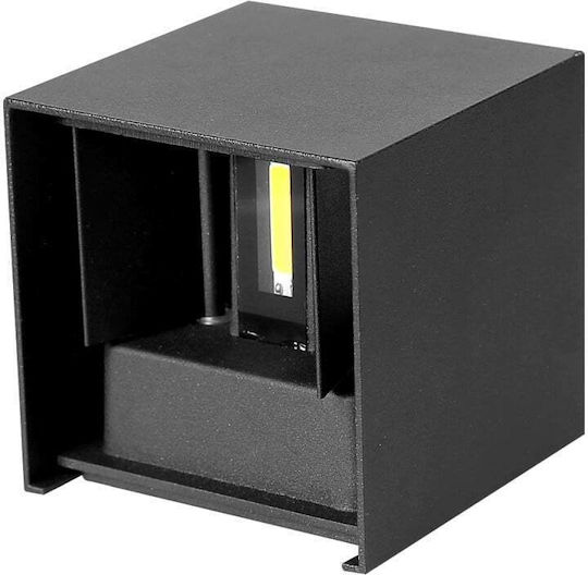 Επιτοίχιο Εξωτερικό Φωτιστικό LED IP65 12W με Θερμό Λευκό Φως Διπλής Δέσμης 10x10εκ.
