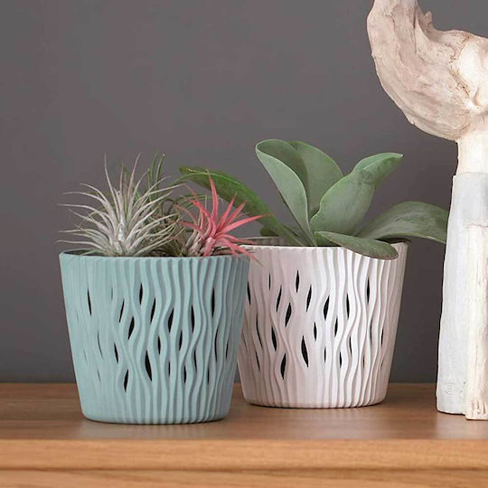 Marhome Sandy Pot Plastic Bay Leaf Mint 15.8x15.8x13.8cm.